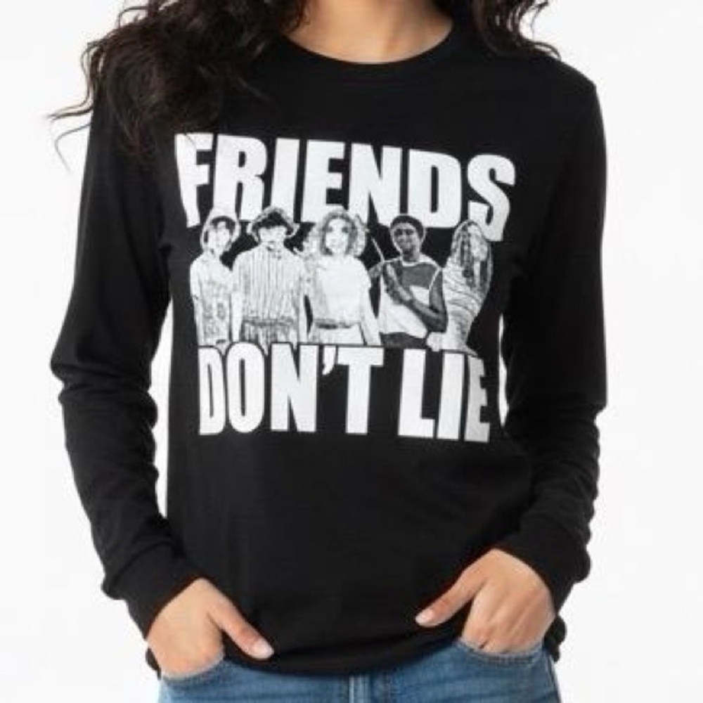 Stranger Things‎ Friends Dont Lie Netflix Graphic black Long Sleeve Tee adult Sm